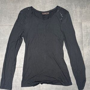 The Limited Black Long Sleeve Tee with Studded Shoulders